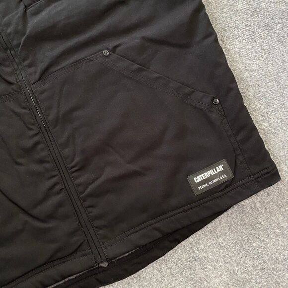 CAT Caterpillar Sherpa Lined Canvas Vest Adult X-Large Black Outdoor Workwear - Picture 3 of 16